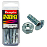 Champion - ROOFING BOLTS & NUTS-MUSHROOM HEAD-COMBO-1/4" x 1-1/2"-UNC-ZINC PLATED | BH096